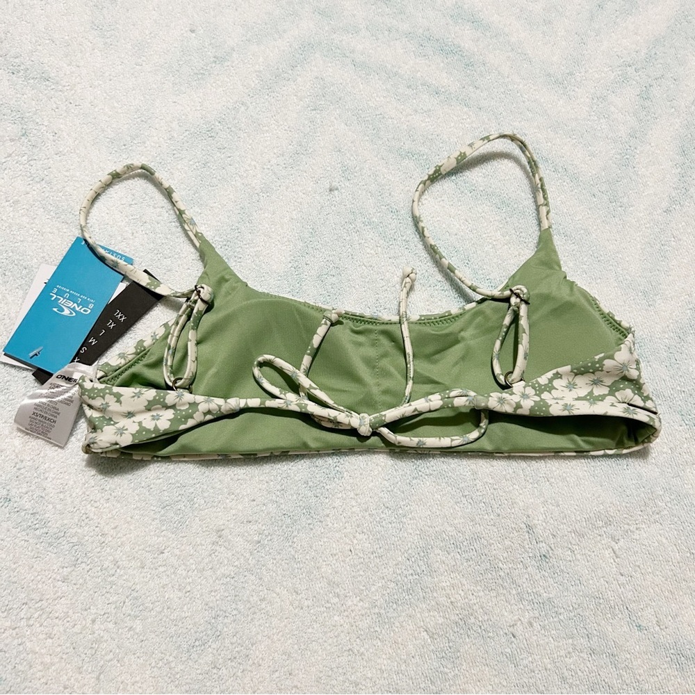 NEW O'Neill Bridgette Surfside Bralette Bikini Top Aloe Green Floral Size Medium - Picture 5 of 6